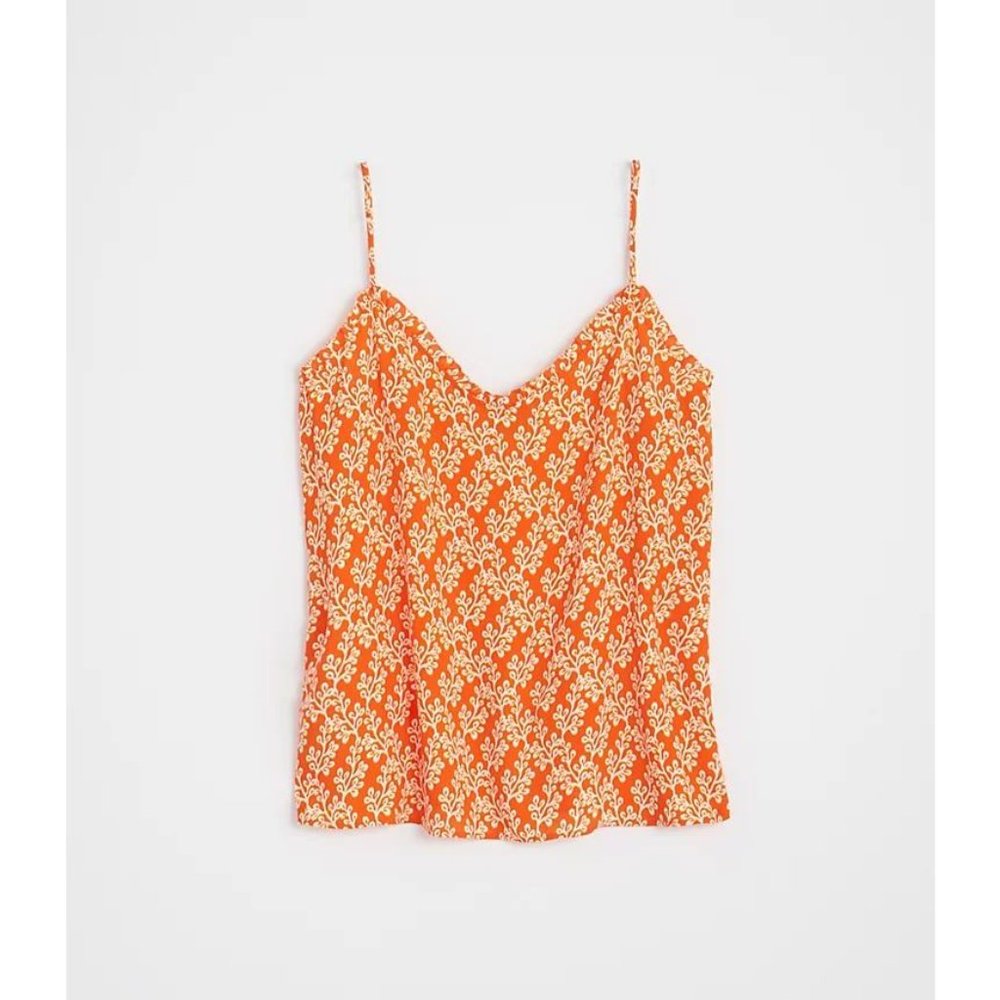 Loft Floral Ruffle Satin Cami XSP